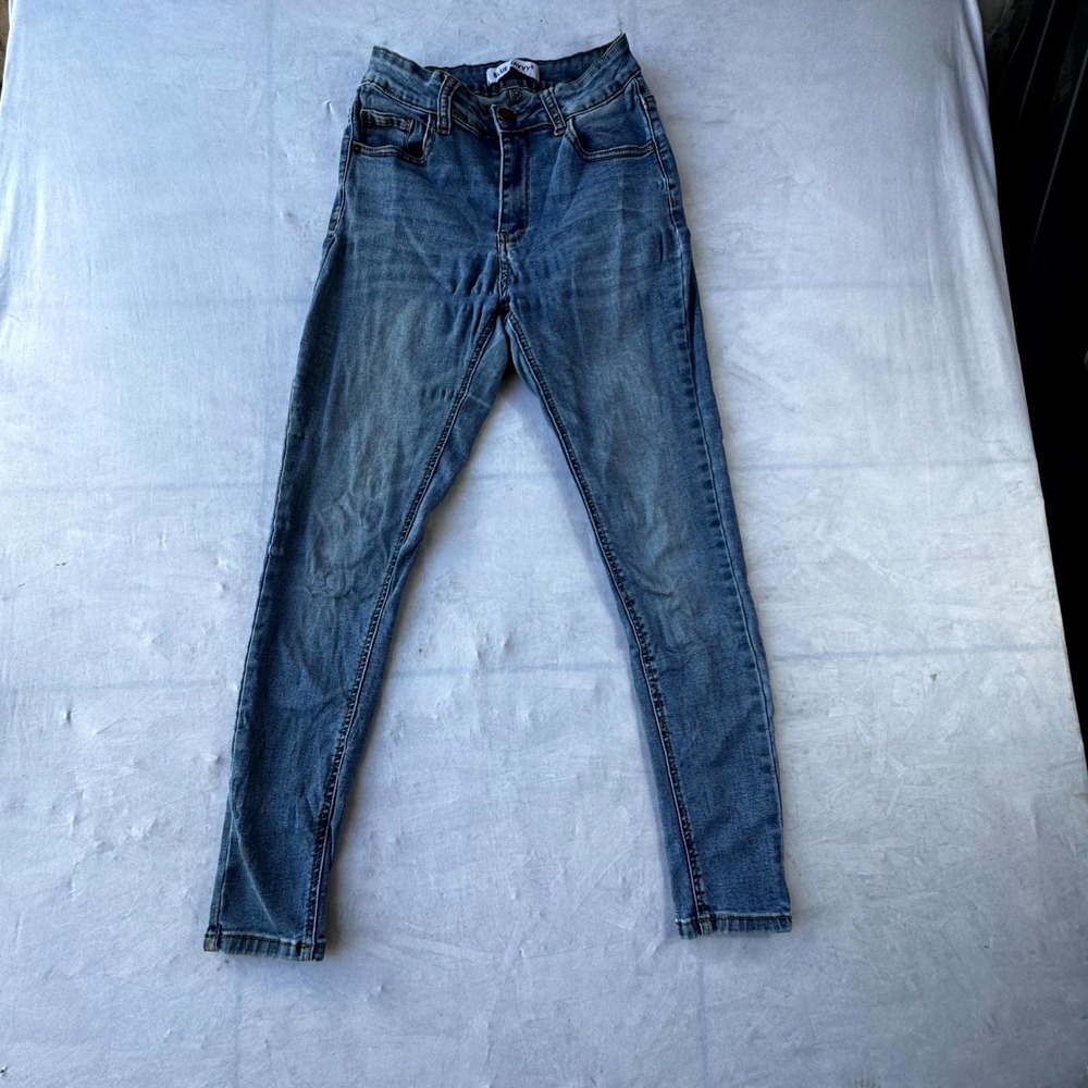 Blue Savvy Jeans Womens 23 Blue Denim Medium Wash Skinny Leg Streetwear Casual